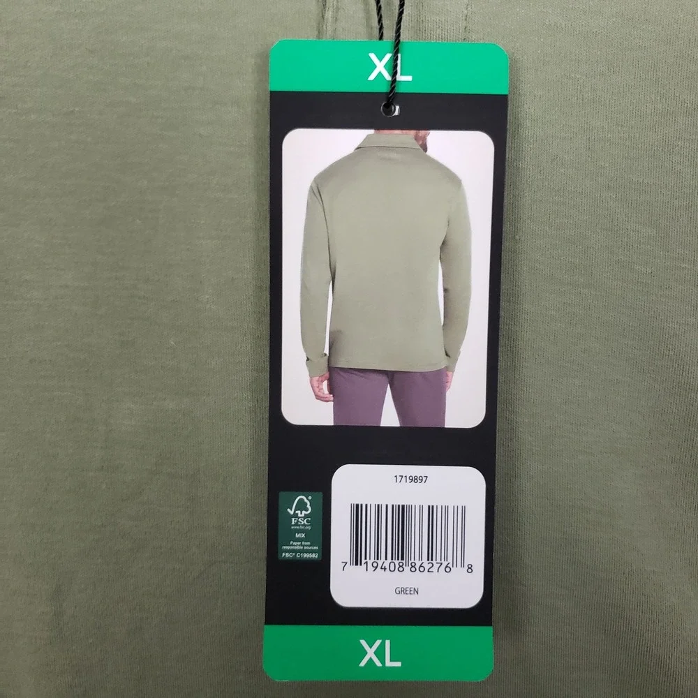 Banana Republic Long Sleeve Luxe Touch Polo Shirt Green Collared Pullover NWT